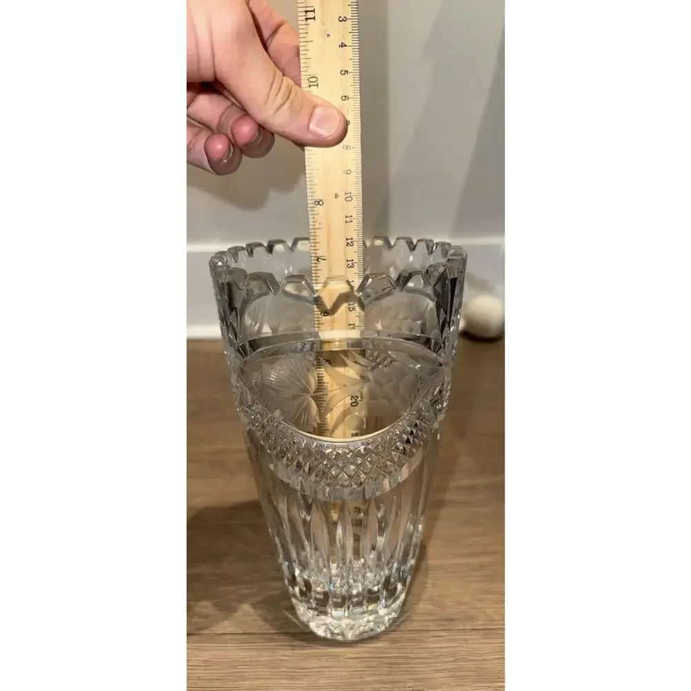 Vintage Cut Crystal Grape Motif Vase